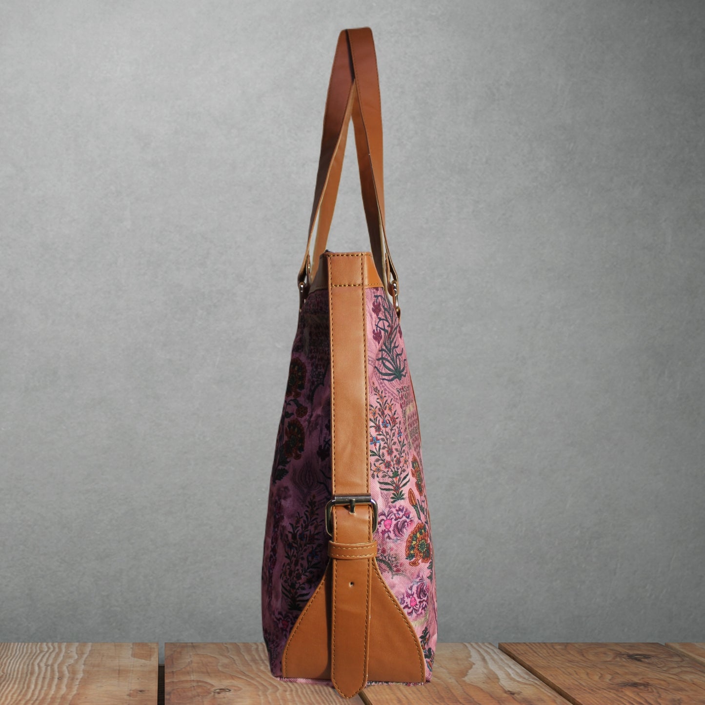ETHNIC JAIPURI FLORAL MOTIFS PRINTED CANVAS OFFICE TOTE BAG