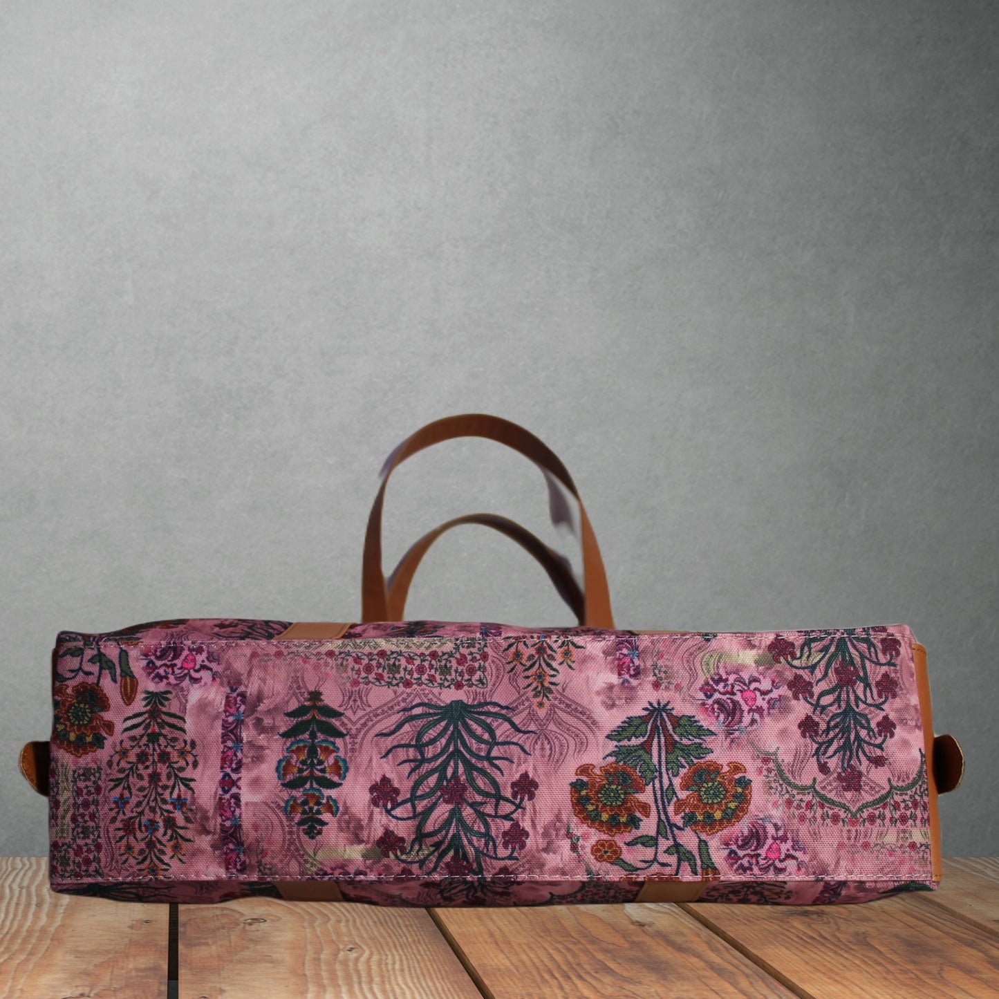 ETHNIC JAIPURI FLORAL MOTIFS PRINTED CANVAS OFFICE TOTE BAG