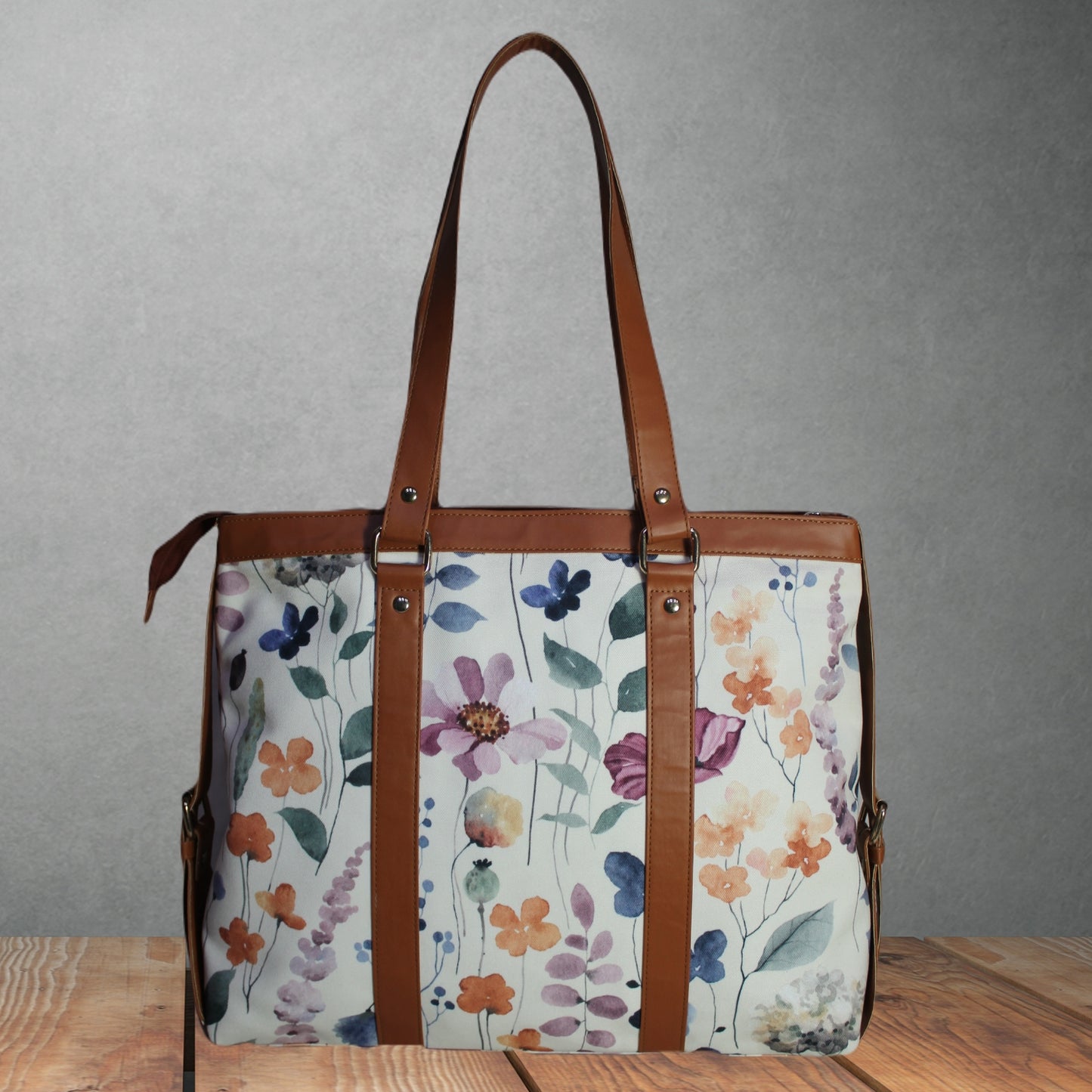 ETHNIC WATER COLOUR FLORAL PRINTED OFFICE TOTE BAG