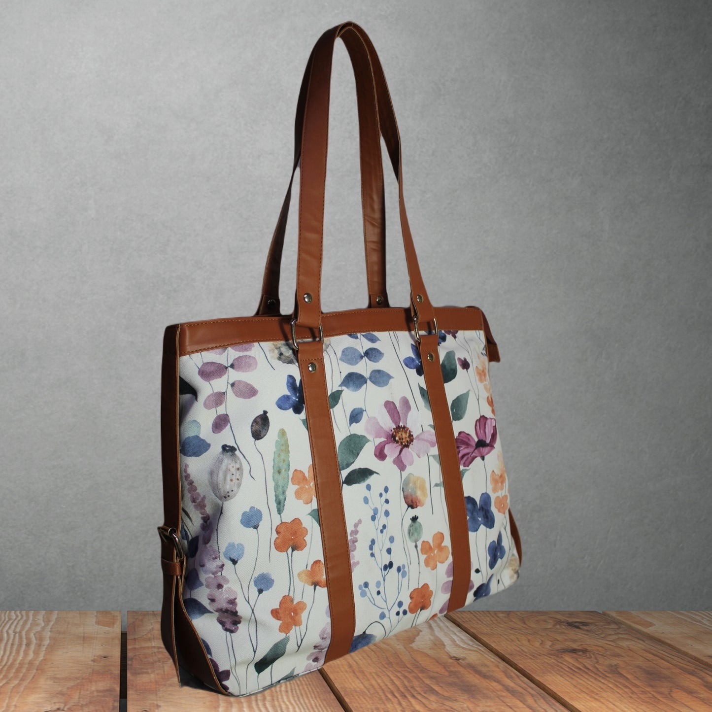 ETHNIC WATER COLOUR FLORAL PRINTED OFFICE TOTE BAG