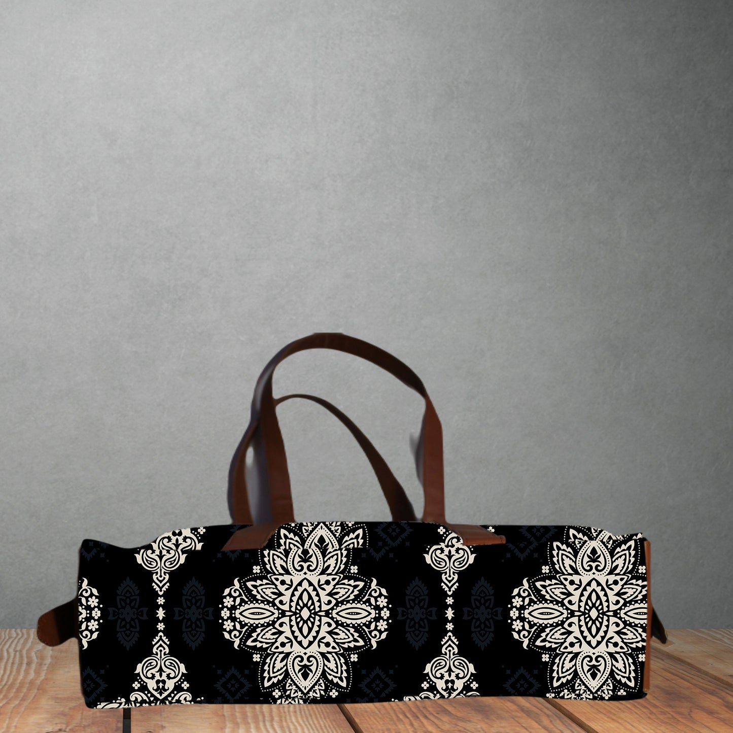 BLACK BIG PAISLEY PRINTED OFFICE TOTE BAG