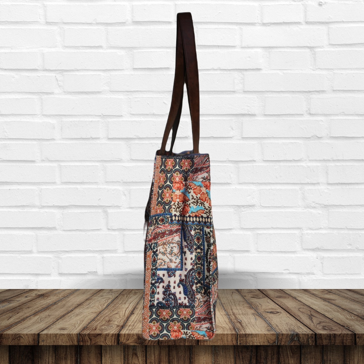 Paisley Patchwork Print Canvas Tote Bag