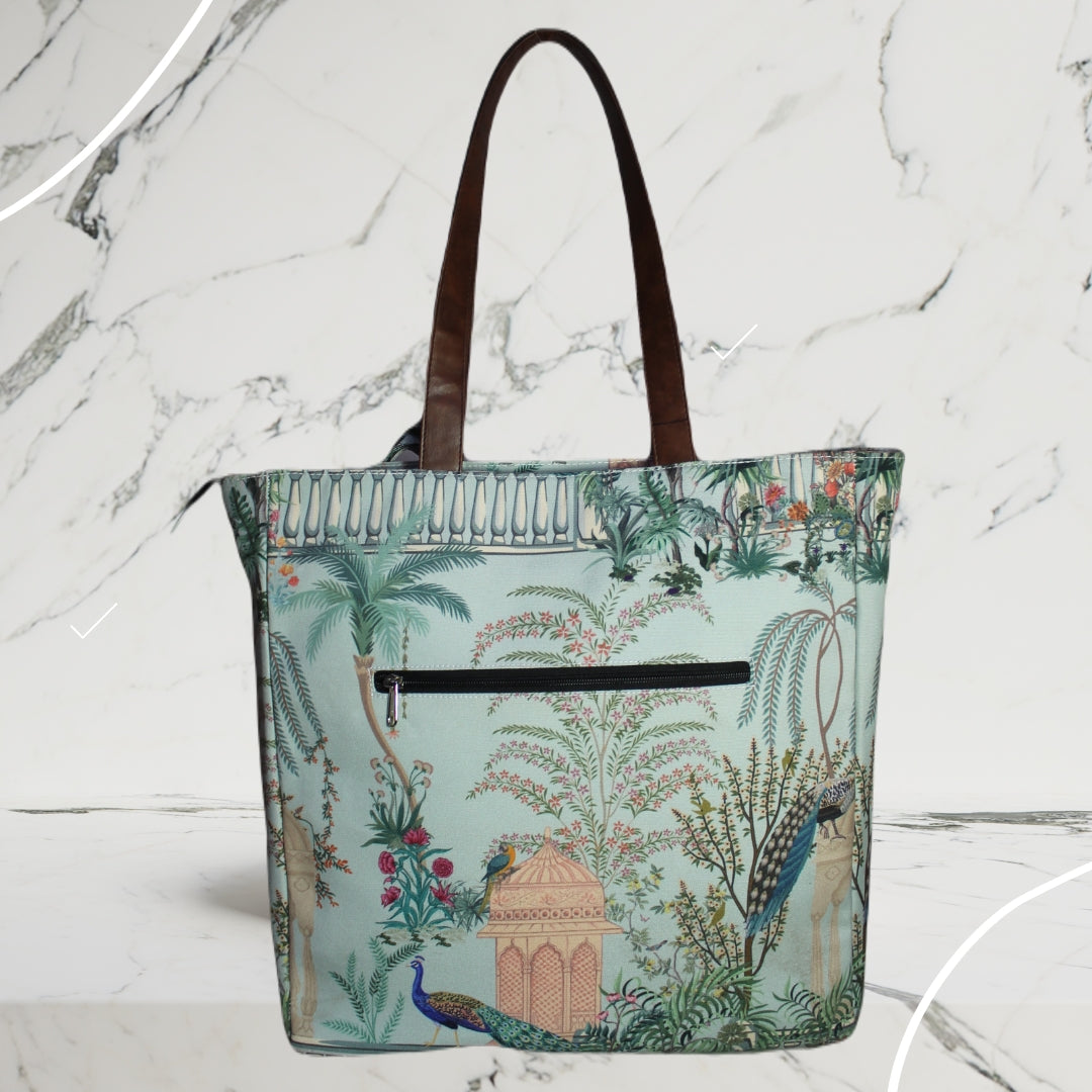Mughal garden printed tote bag