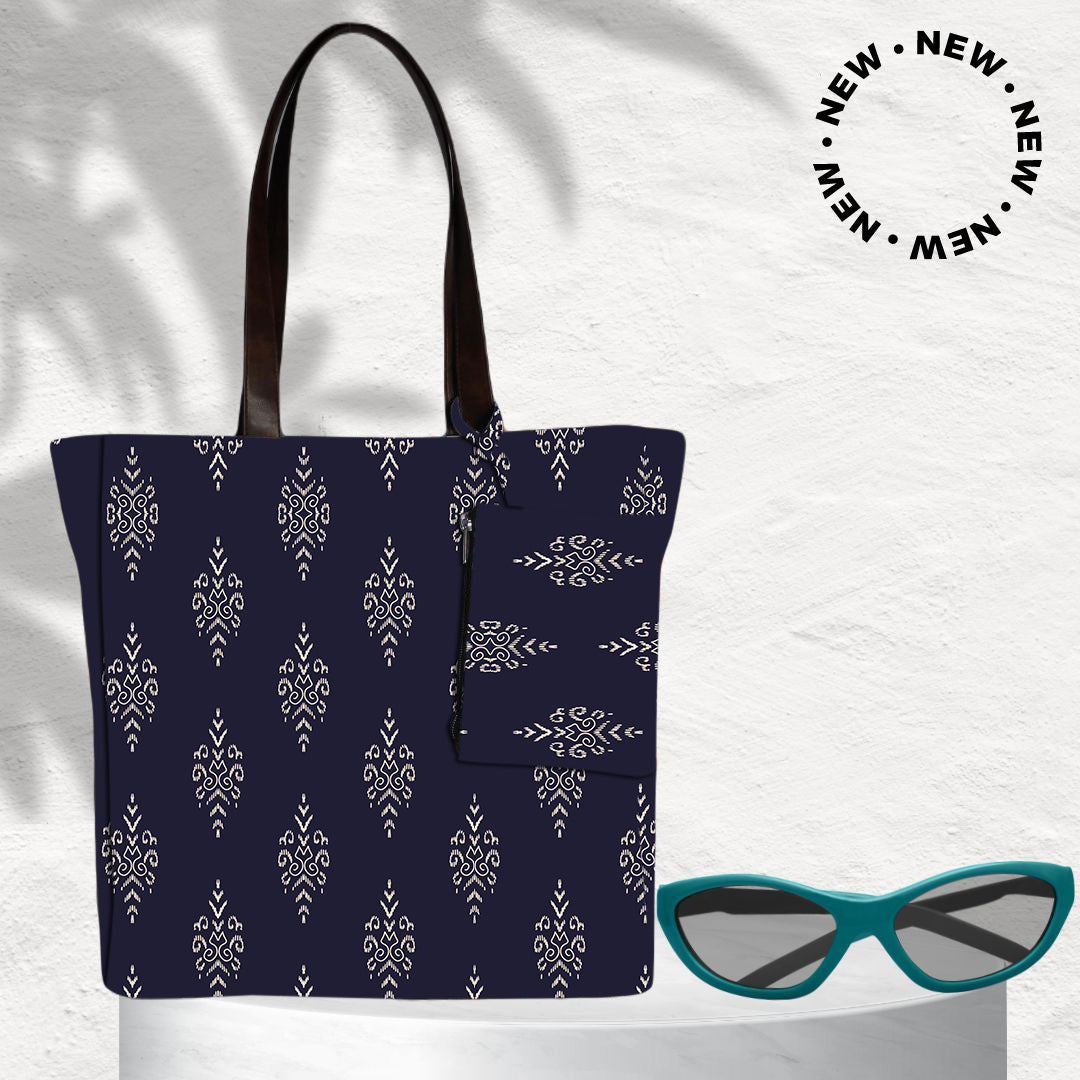 BLUE SMALL PAISLEY PRINT TOTE BAG