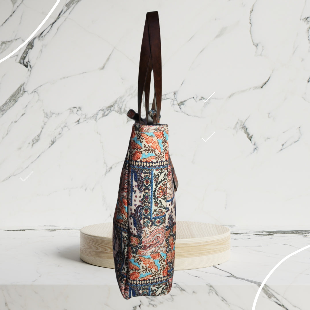 ETHNIC PATCHWORK PRINT TOTE BAG