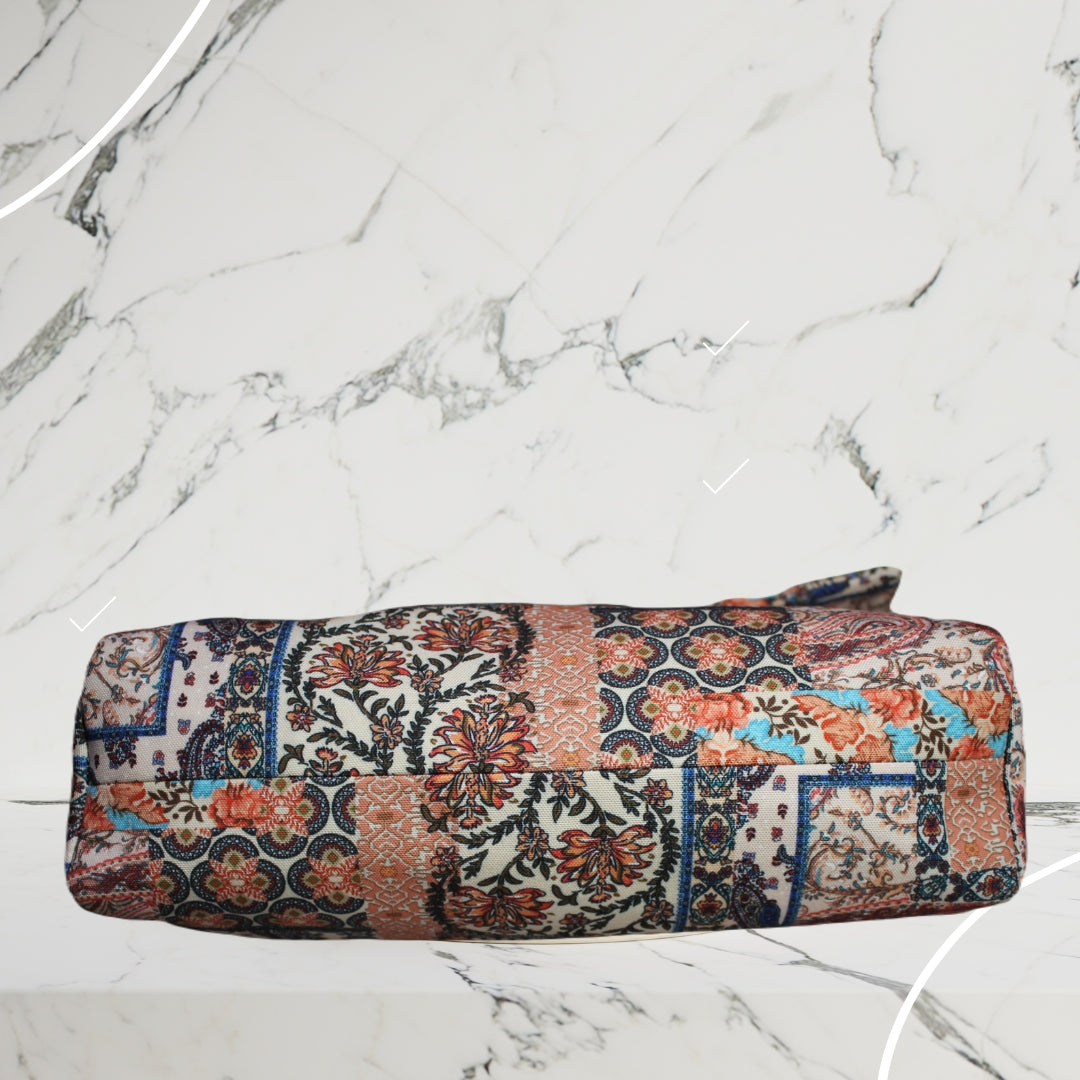 ETHNIC PATCHWORK PRINT TOTE BAG