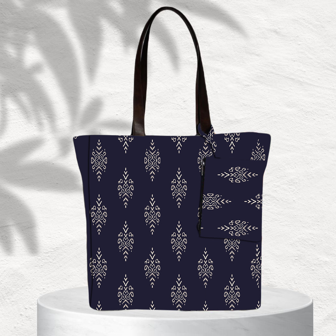 BLUE SMALL PAISLEY PRINT TOTE BAG