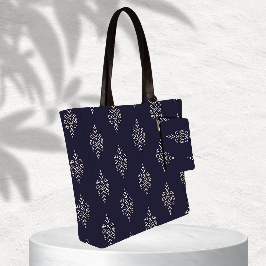BLUE SMALL PAISLEY PRINT TOTE BAG