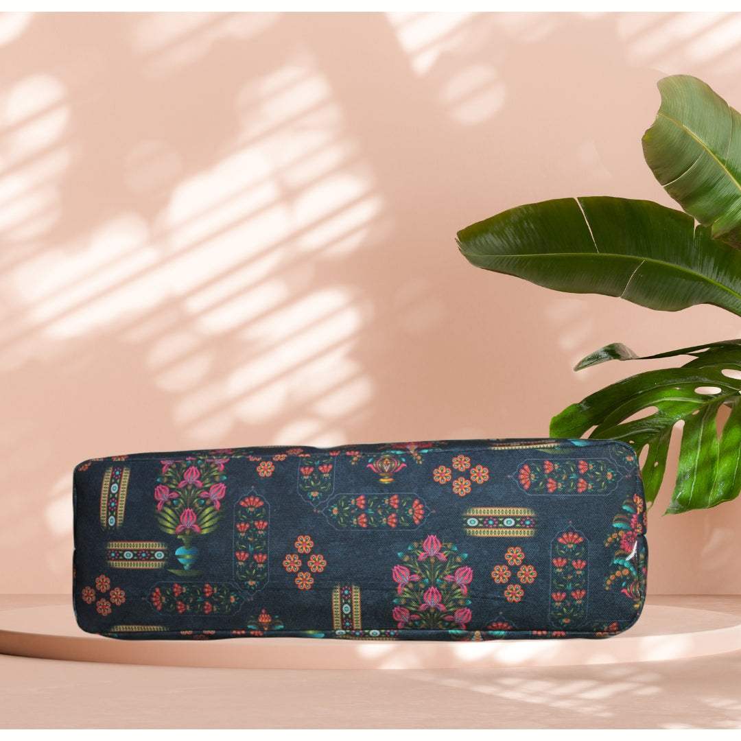 ETHNIC FLORAL MOTIFS PRINT TOTE BAG