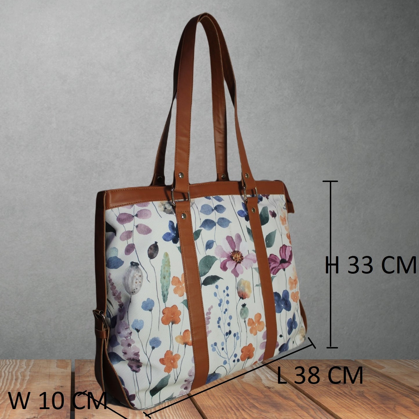 ETHNIC FLORAL PRINTED OFFICE TOTE BAG
