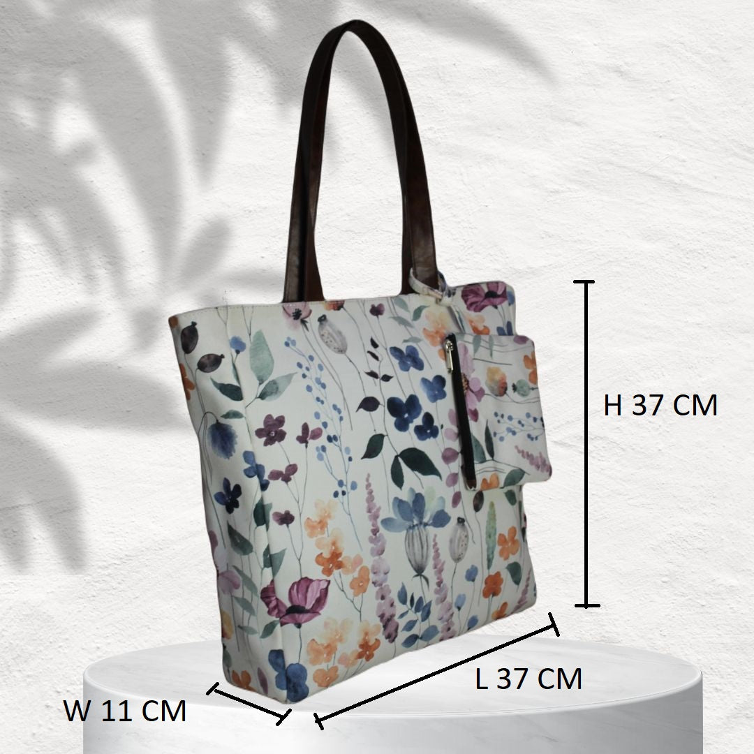 PINK JAIPURI FLORAL MOTIFS TOTE BAG