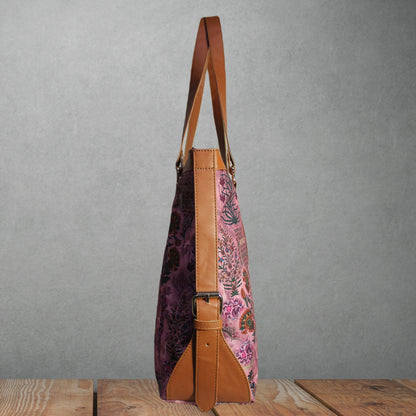 ETHNIC JAIPURI FLORAL MOTIFS PRINTED CANVAS OFFICE TOTE BAG