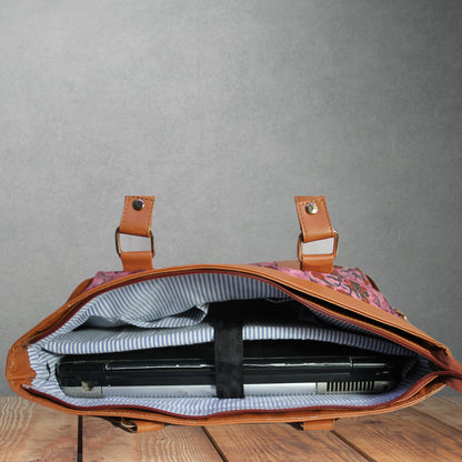 PEACOCK FEATHER PRINT OFFICE TOTE BAG