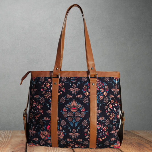 ETHNIC FLORAL PAISLEY PRINT OFFICE TOTE BAG