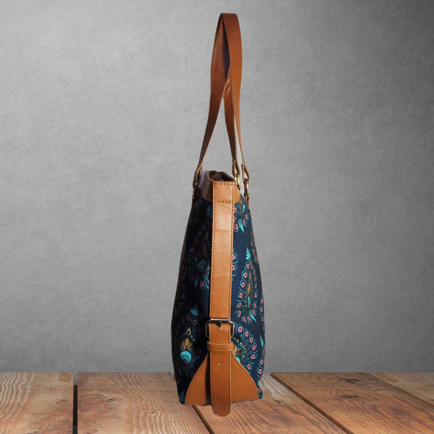 PEACOCK FEATHER PRINT OFFICE TOTE BAG