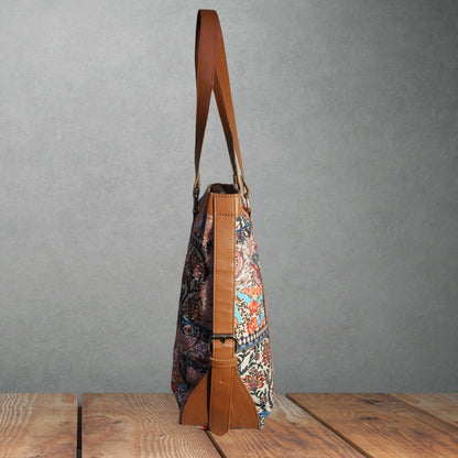 ETHNIC PAISLEY PATCHWORK PRINT OFFICE TOTE BAG