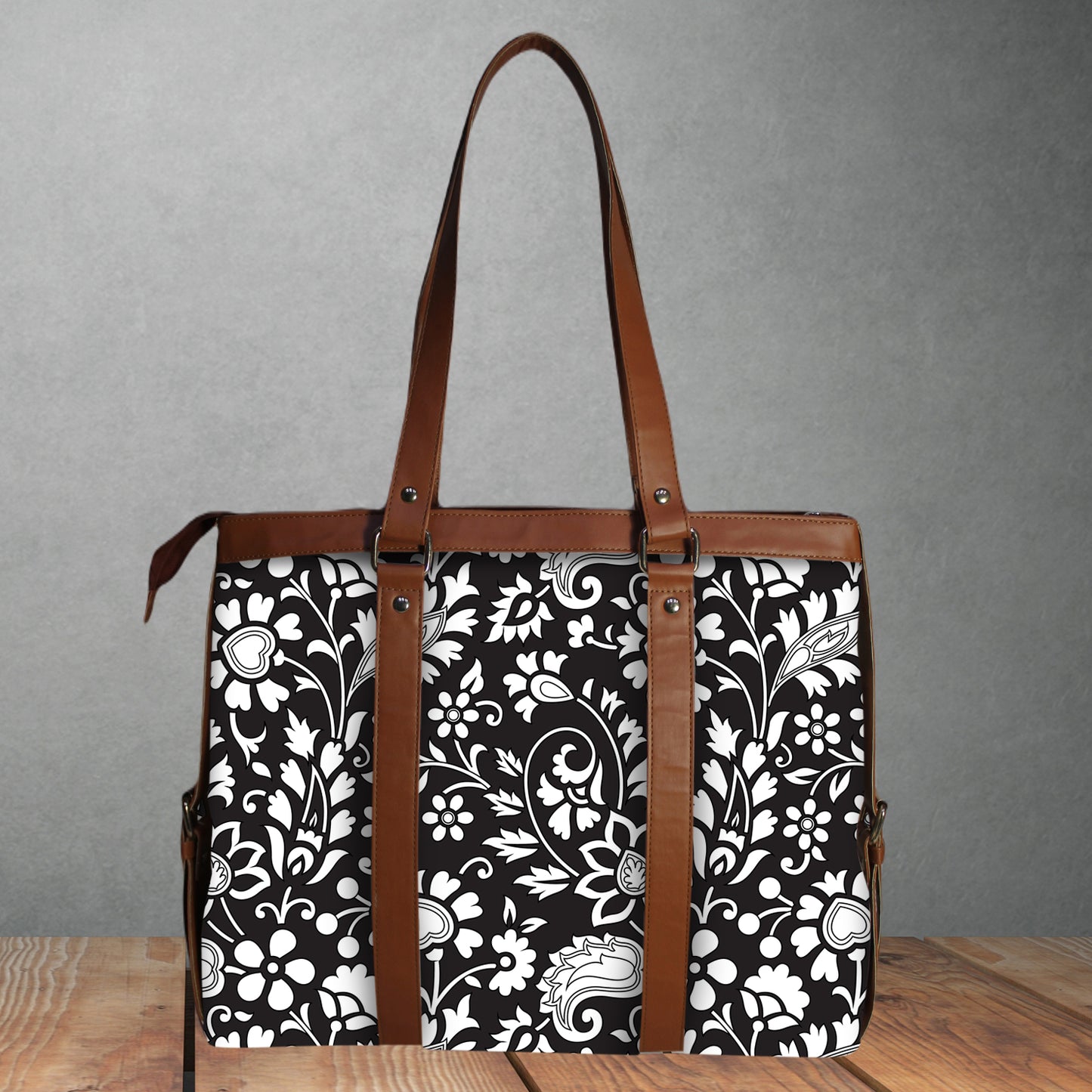 ETHNIC FLORAL PRINTED OFFICE TOTE BAG