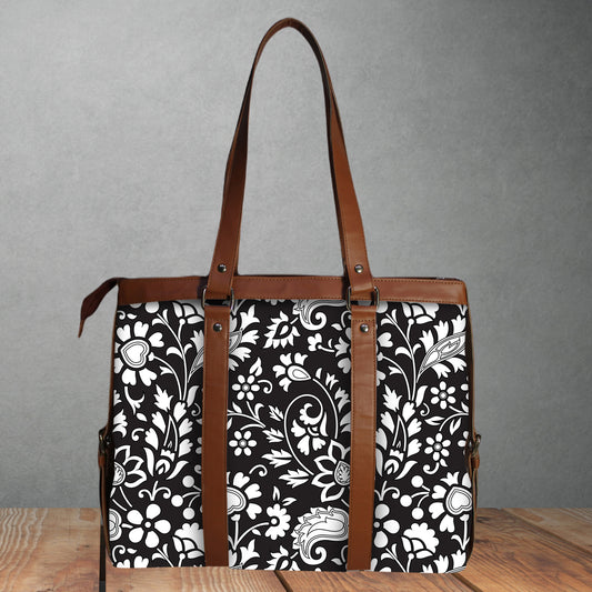 ETHNIC FLORAL PRINTED OFFICE TOTE BAG