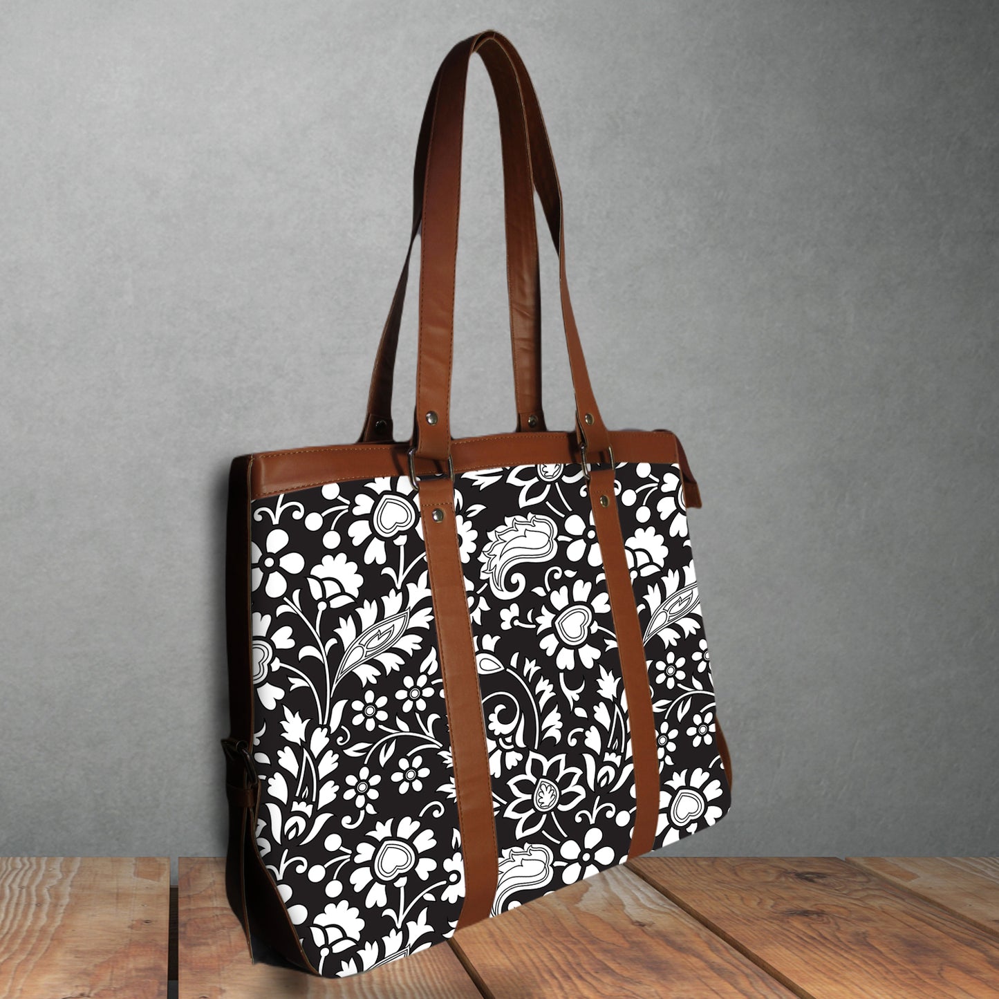ETHNIC FLORAL PRINTED OFFICE TOTE BAG