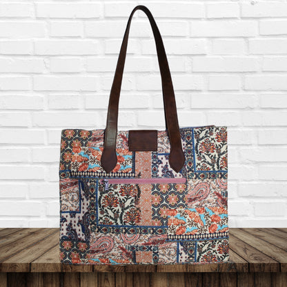 Paisley Patchwork Print Canvas Tote Bag