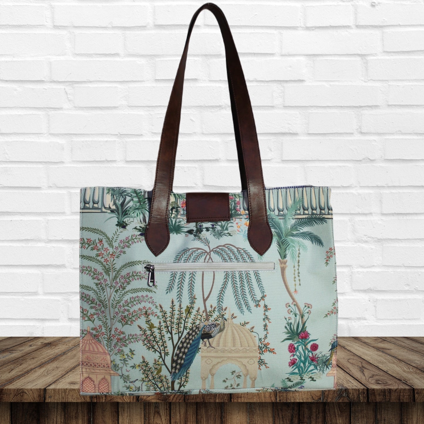 Mughal Garden Print Canvas Tote Bag