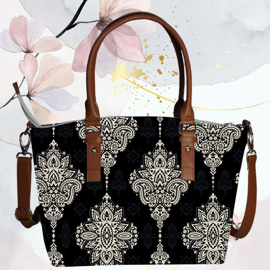 Ogee with Paisley Floral Print Canvas Tote Bag