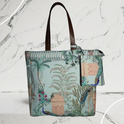 Mughal garden printed tote bag