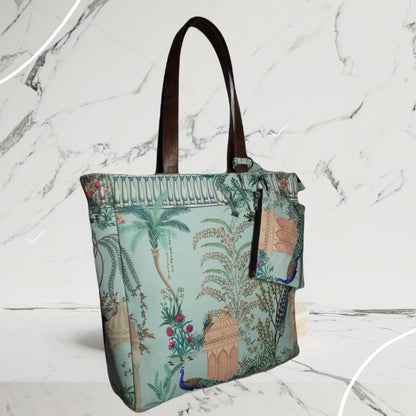 Mughal garden printed tote bag
