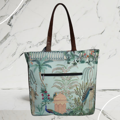 Mughal garden printed tote bag