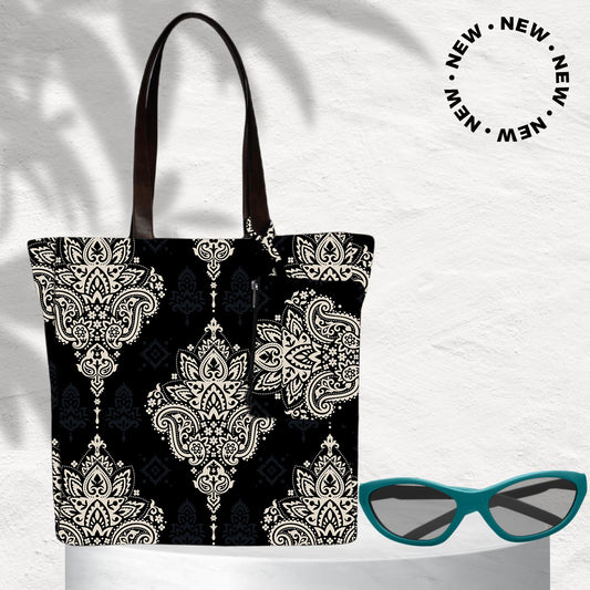 Ogee with Paisley Print Tote Bag