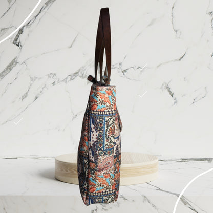 ETHNIC PATCHWORK PRINT TOTE BAG