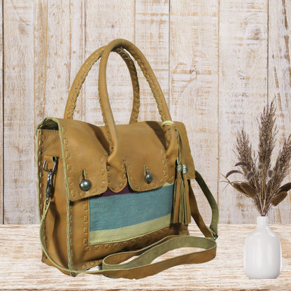 Satchel Leather Bag with tussle
