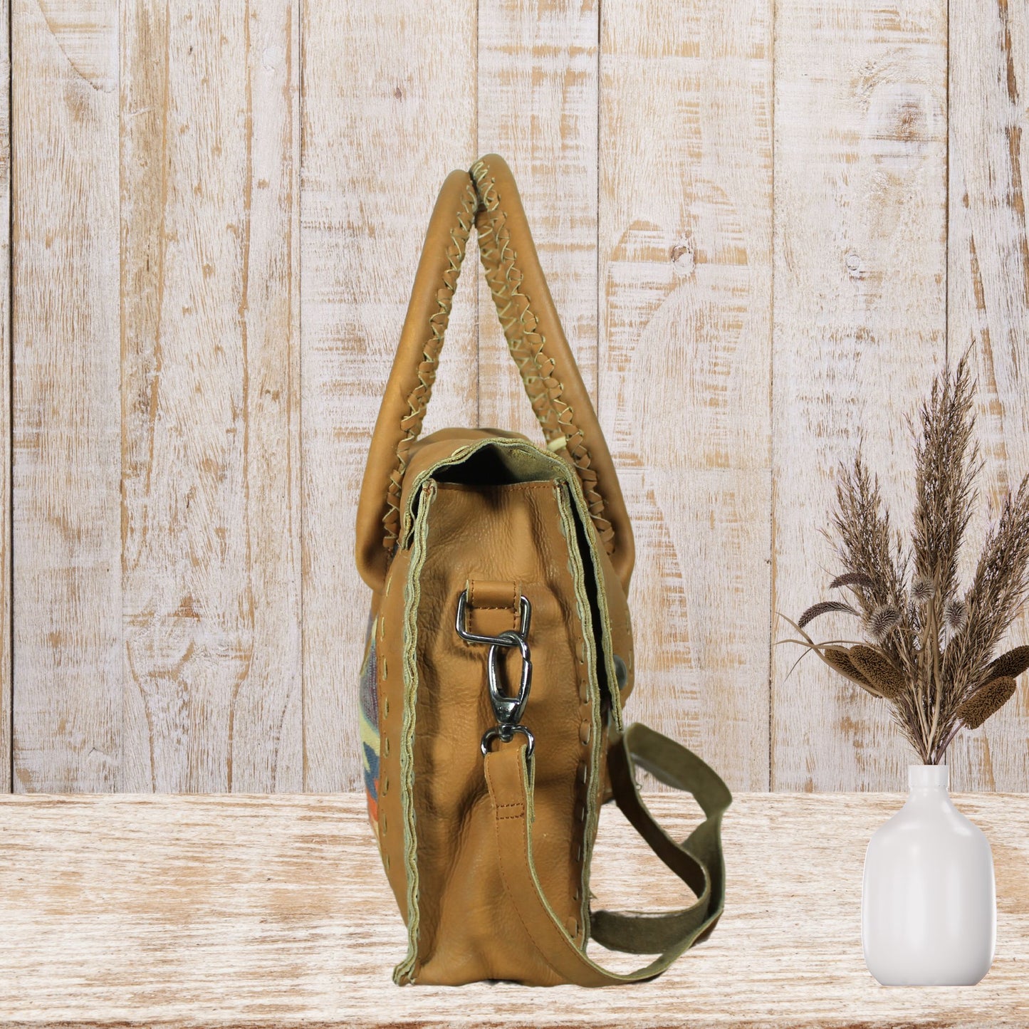 Satchel Leather Bag with tussle